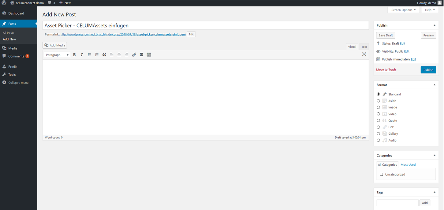 WordPress: Neuer Post