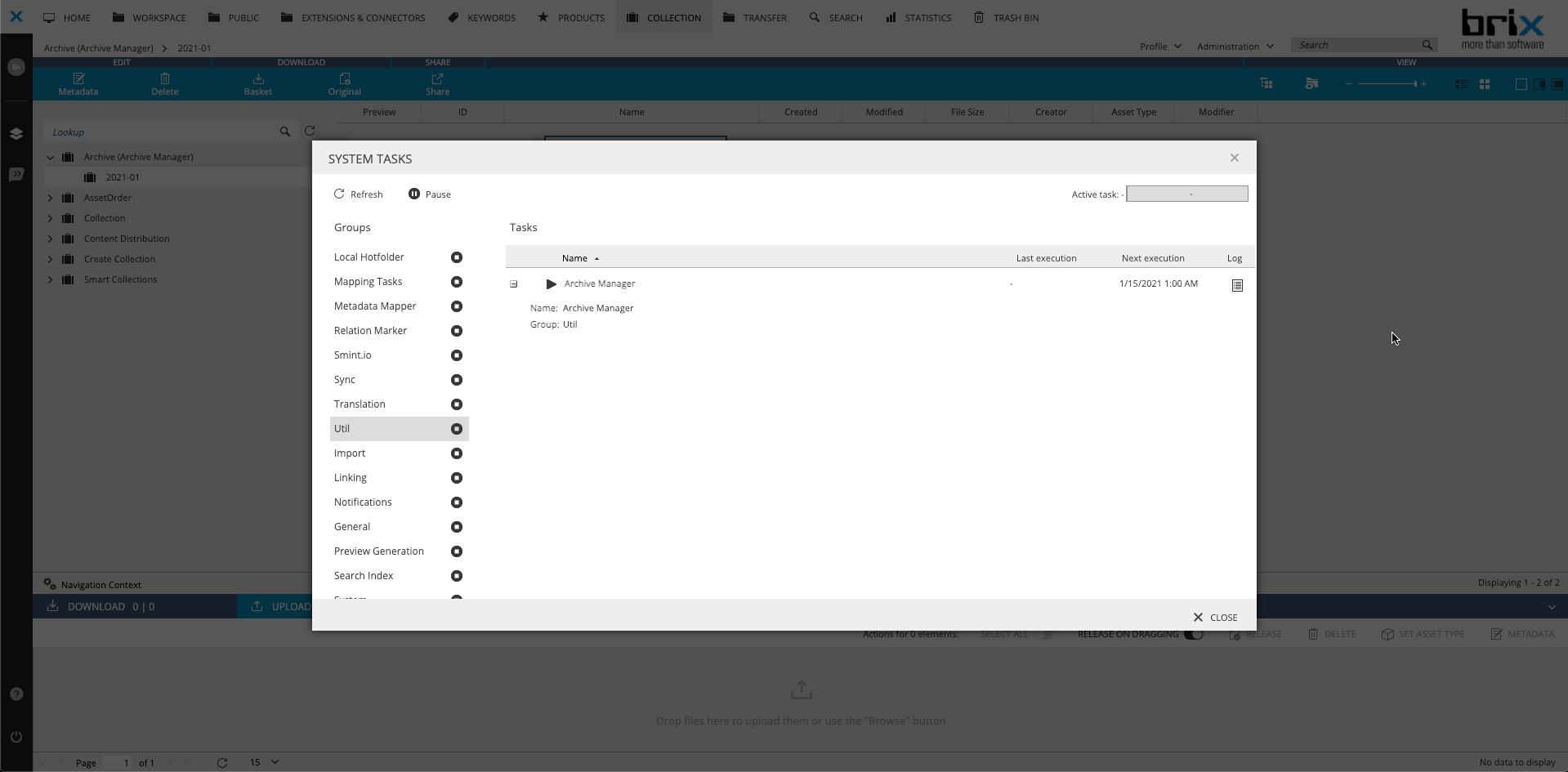 Archive Manager configuration