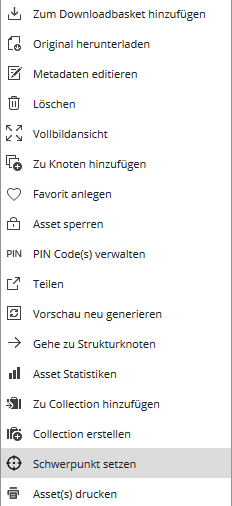 Kontextmenu "Schwerpunkt setzen" 