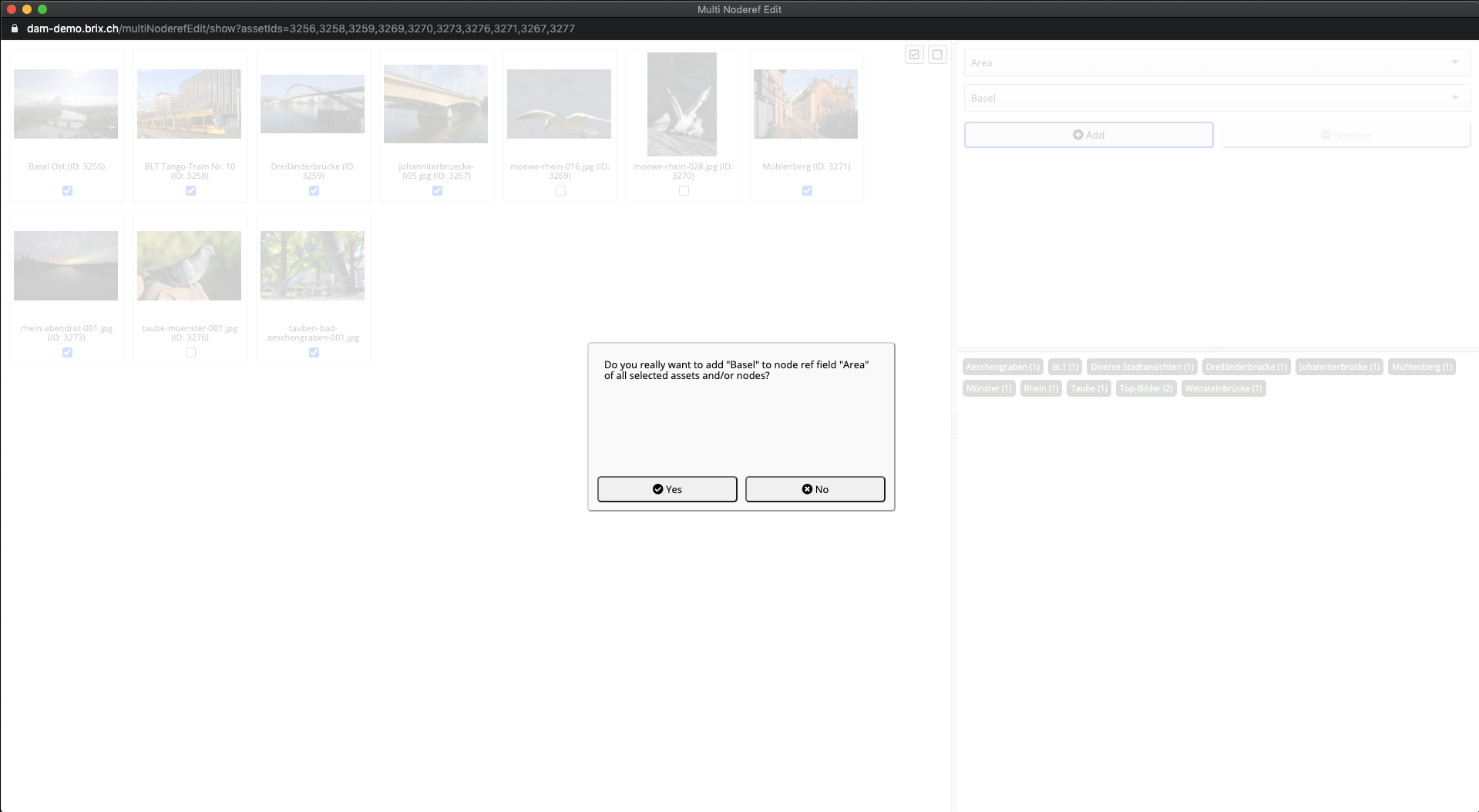 Multi Node Reference Editor - Pop-up-Fenster zur Genehmigung